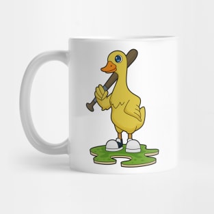 Duck at Baseball with Baseball bat Mug